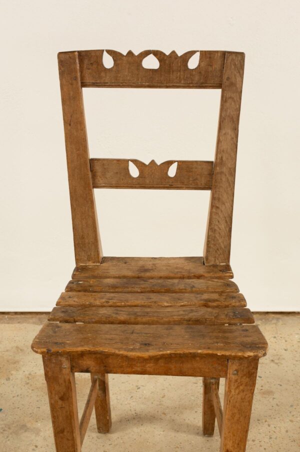 Rudani 19th-Century Carved Wood Folk Art Chair - Image 3