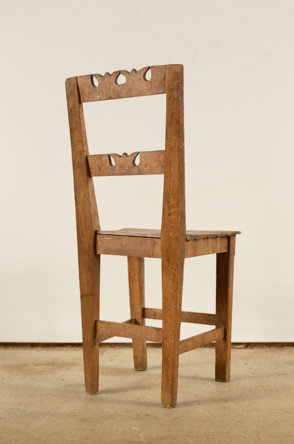 Rudani 19th-Century Carved Wood Folk Art Chair - Image 4