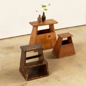 Rudani Early 20th Century Japanese Wood Vendor Stools