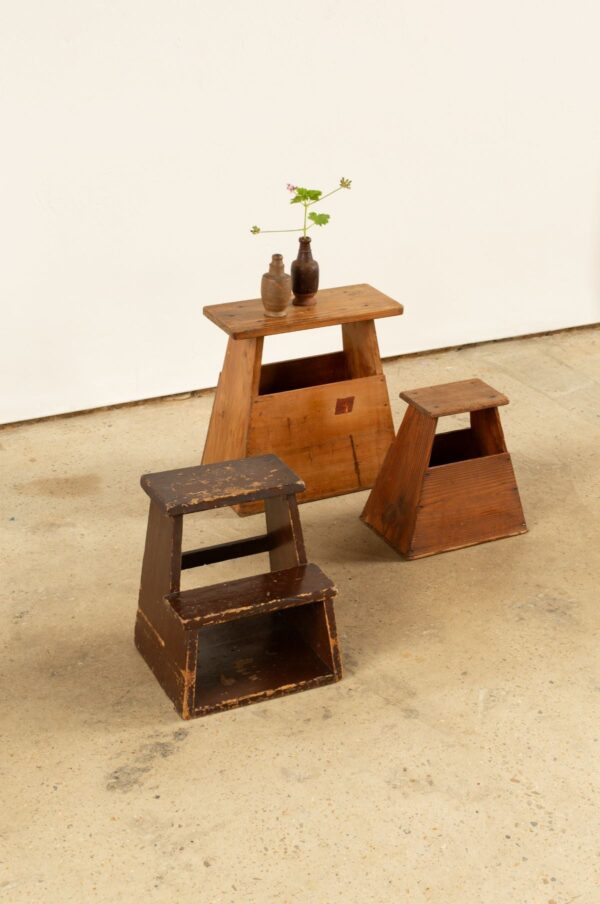 Rudani Early 20th Century Japanese Wood Vendor Stools