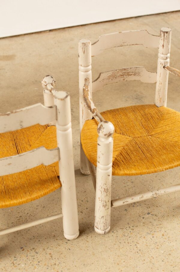 Rudani Pair of Painted Oak Chairs by Charles Dudouyt - Image 4