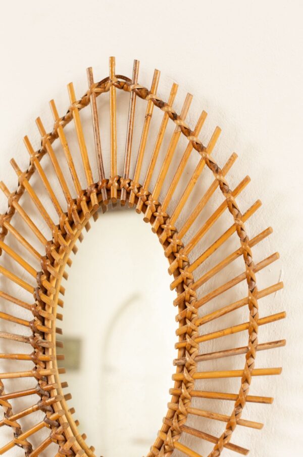 Rudani Vintage French Riviera Cane Teardrop Mirror - Image 2