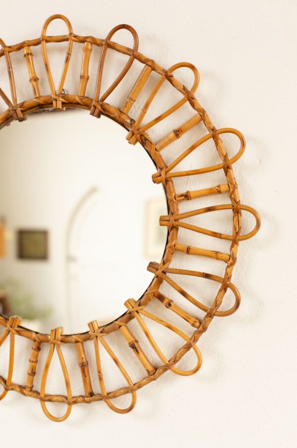 Rudani Vintage French Riviera Cane Mirror - Image 2