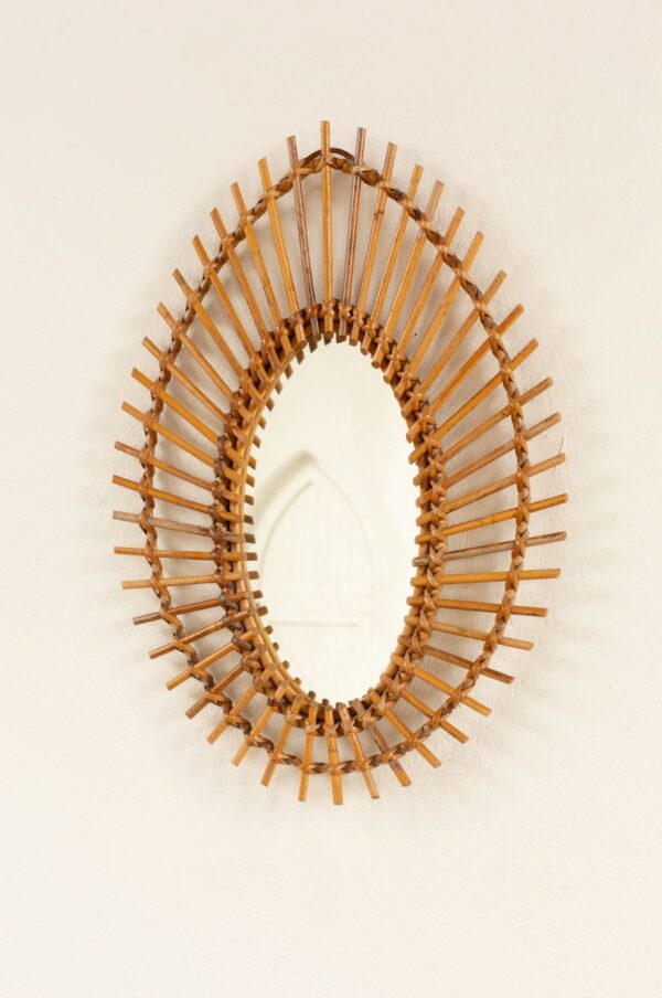 Rudani Vintage French Riviera Cane Teardrop Mirror